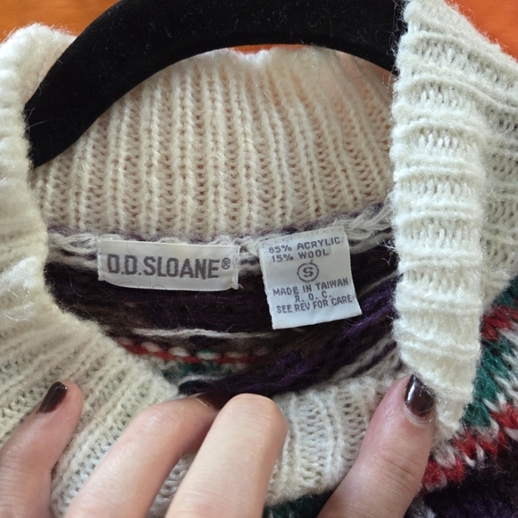 Vintage Nordic Style Winter Sweater by DD Sloane / 1990s White Pullover Jumper - Picture 6 of 6